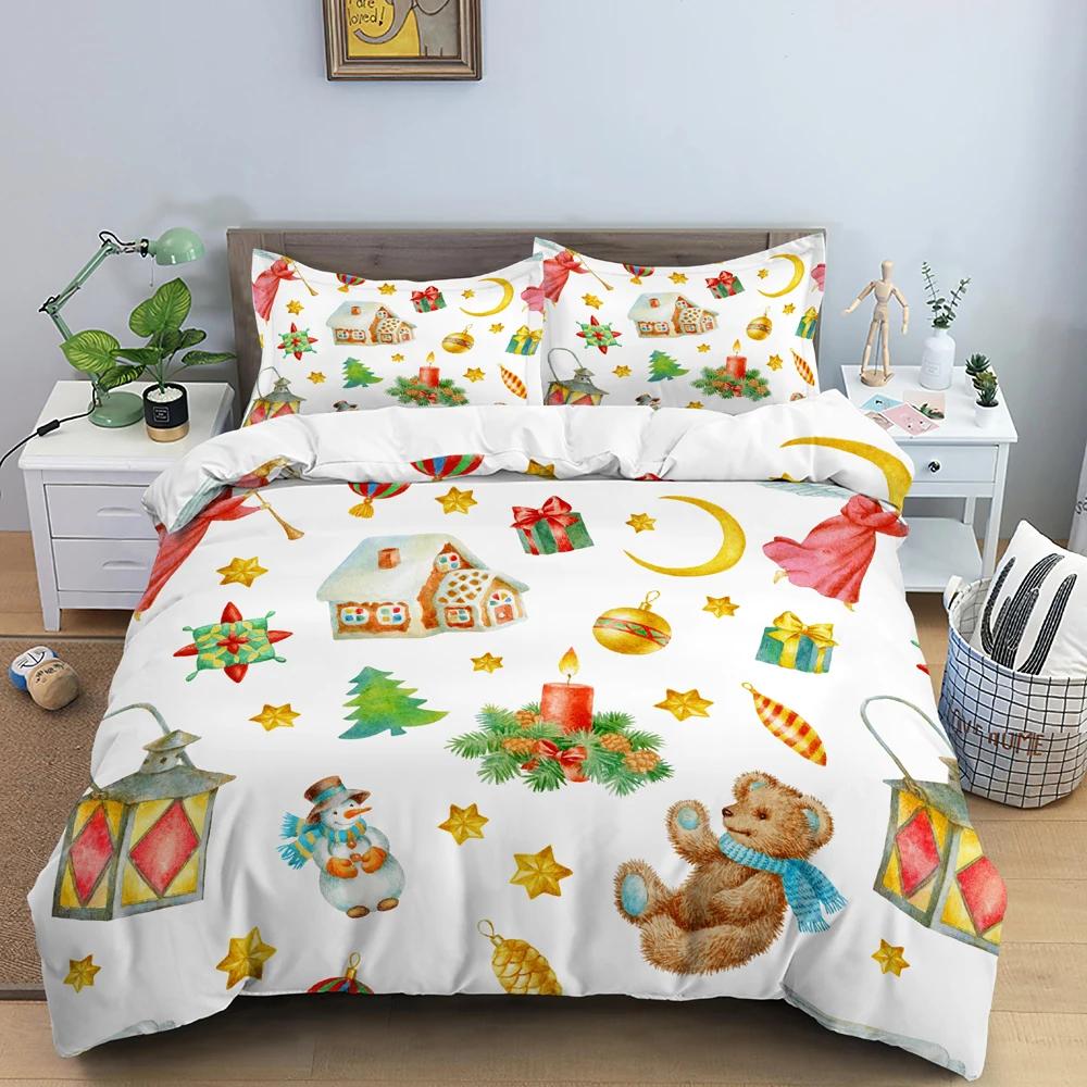 

Merry Christmas Bedding Set Santa Claus Print Duvet Cover Case Xmas Bed Decor King Size Christmas Present for Women Men Kids 70x133cm 2pcs