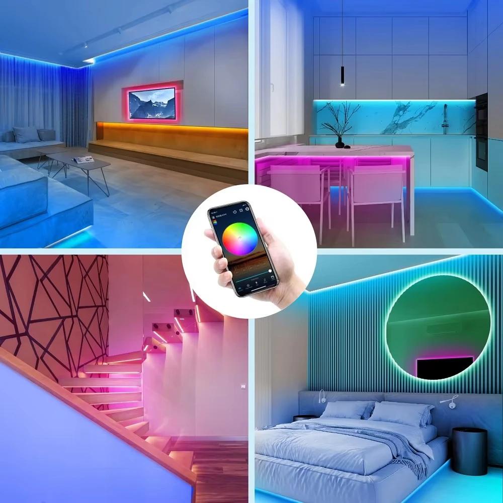 RGB LED Strip Lights TV Backlight Dimmable 1-30M USB 5V Bluetooth and 24Keys Remote Control RGB Lights For Home Party Decoration