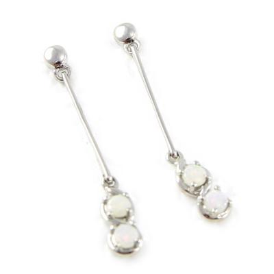 [G8701] - Silver Earrings 'Opal Goddess' Silver White (rhodium Plated) - 30x4 Mm