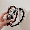 Beaded Velvet Hair Band with Grey Beads Wrapped Around The Headband, Heightening, Anti-slip, with Teeth-shaped Hair Clips