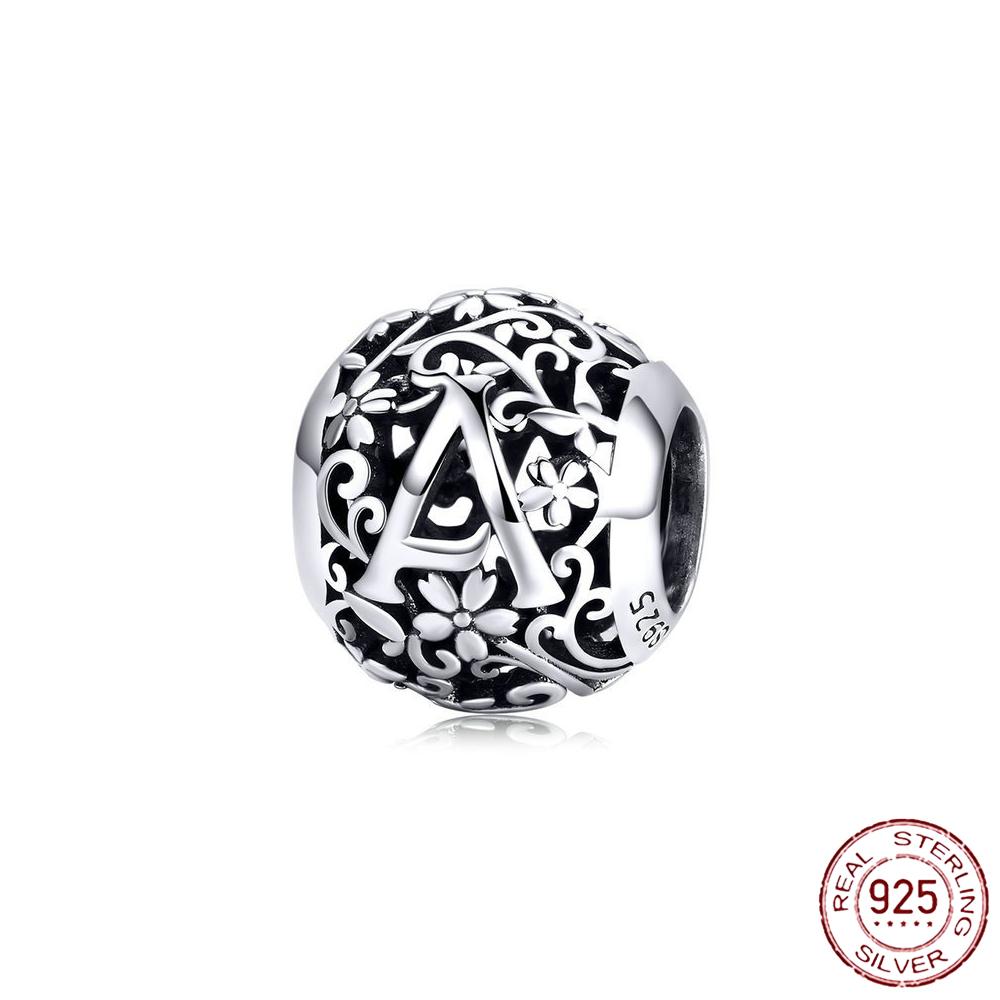 New 925 Sterling Silver Birthstone Heart Pendant Letter Series Bead Fit Original Fashion Charms Bracelet Women Jewelry Diy Gift