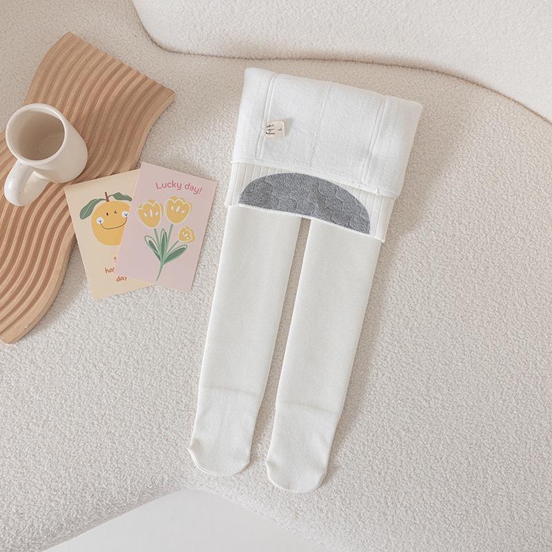Children's Winter Fleece-Lined Cotton Leggings with Hip-Lifting Lambskin, Warm Nine-Point Design