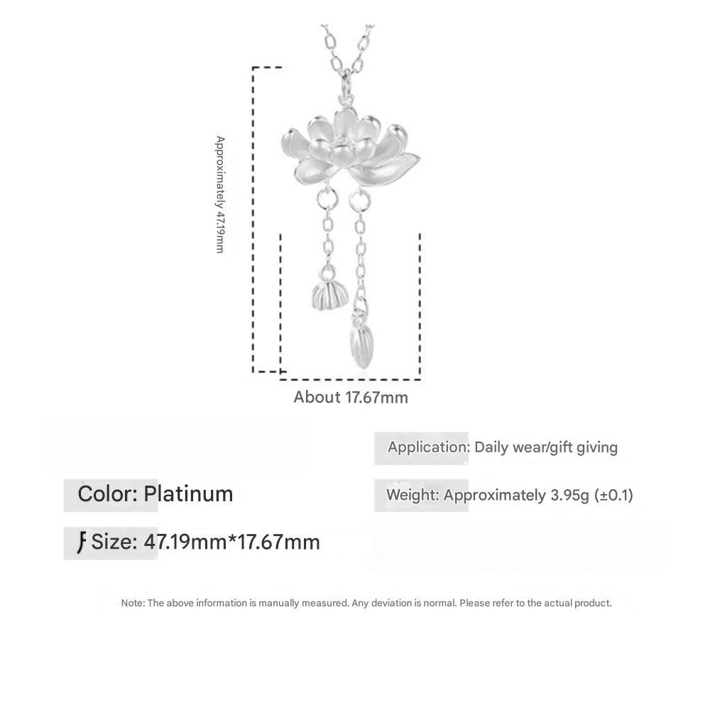 925 Sterling Silber Temperament Mode Quaste Lotus Anhänger Halskette Geburtstagsgeschenk