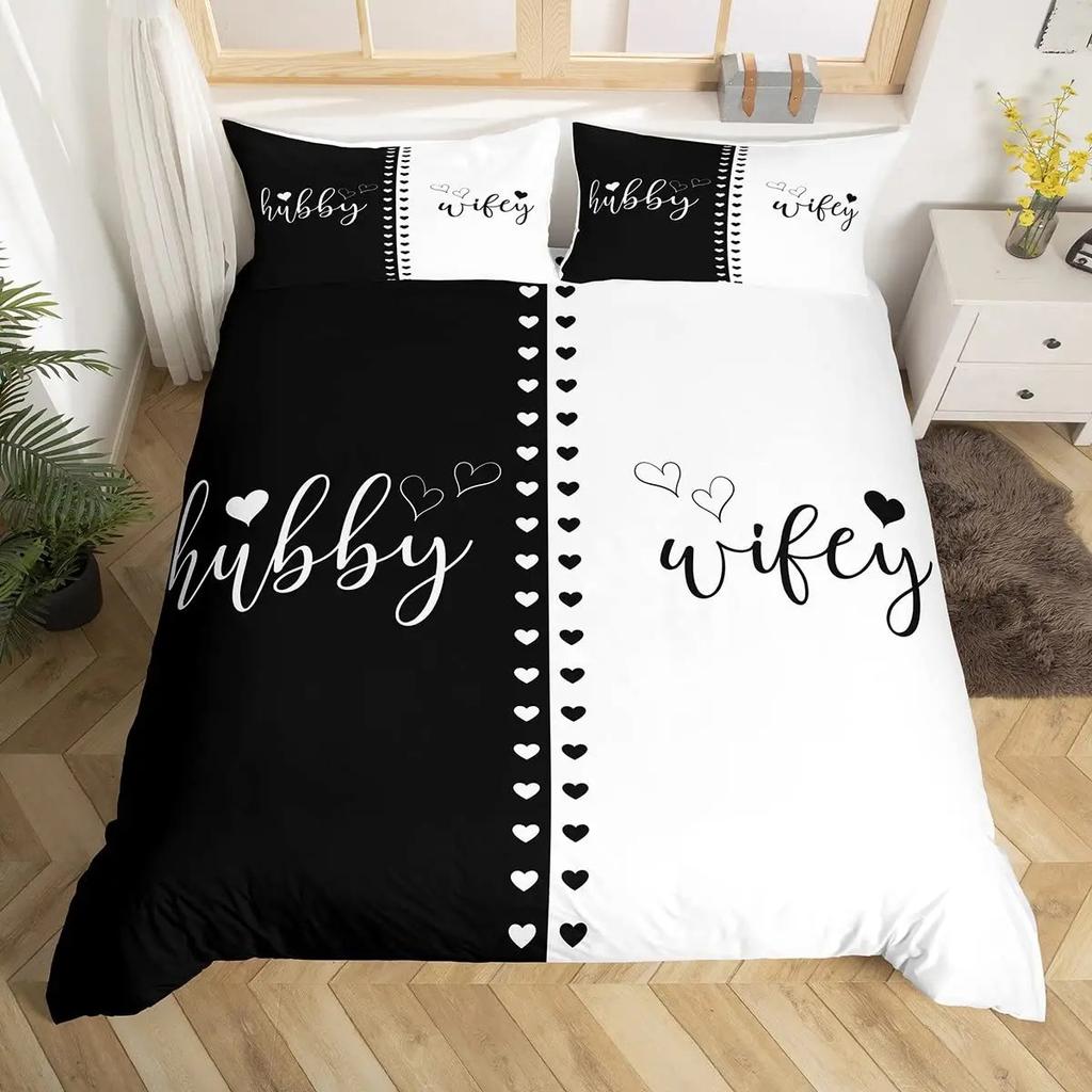 Paarvögel Bettbezug Queen Valentinstag Bettwäsche-Set Äste Tierische Steppdecke Rot Schwarz Liebesschlaftag Deckenbezug