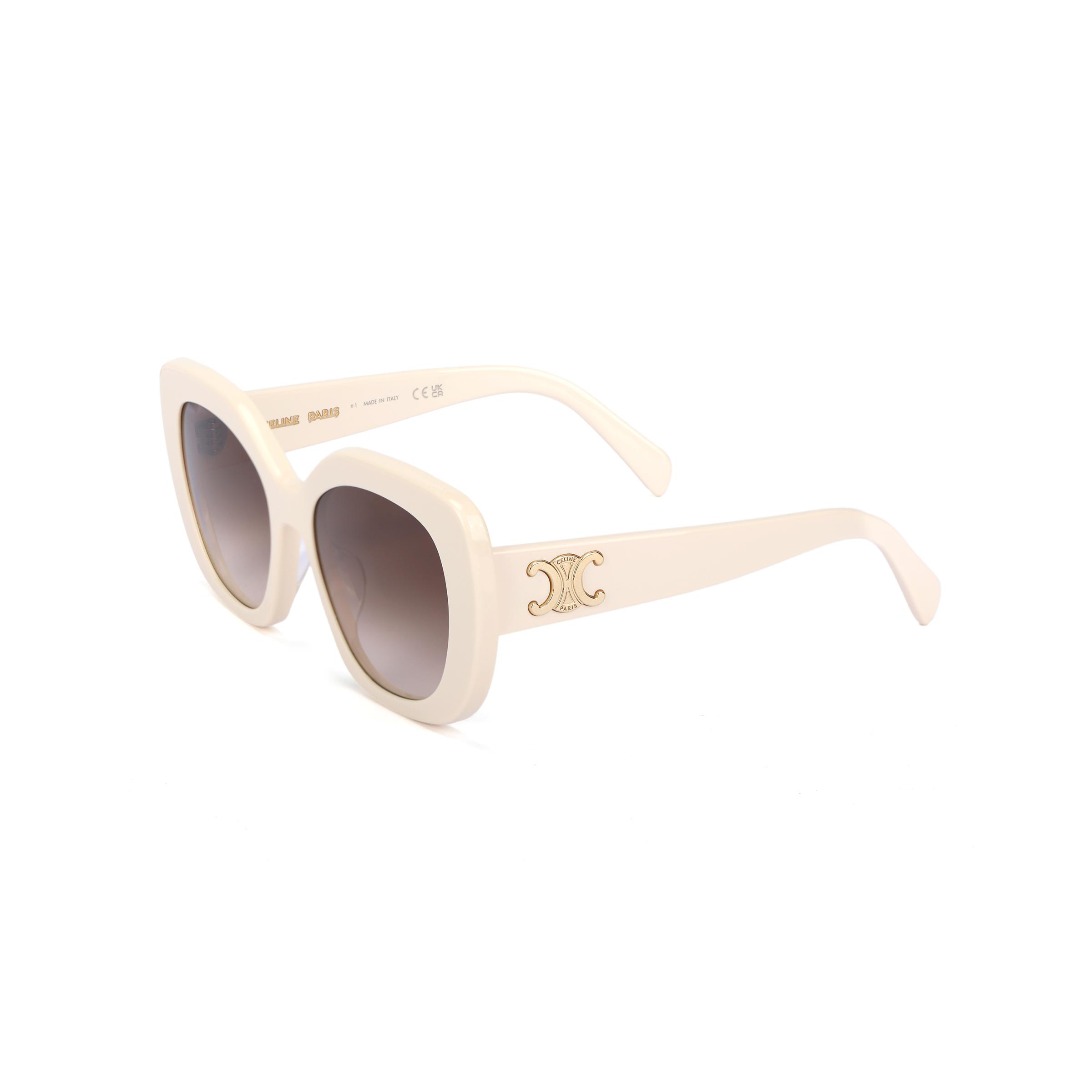 

Celine Logo Relief Irregular Shape Sunglasses Women sunglasses Beige CL40226U5525F Brown Eyeglass Pouch