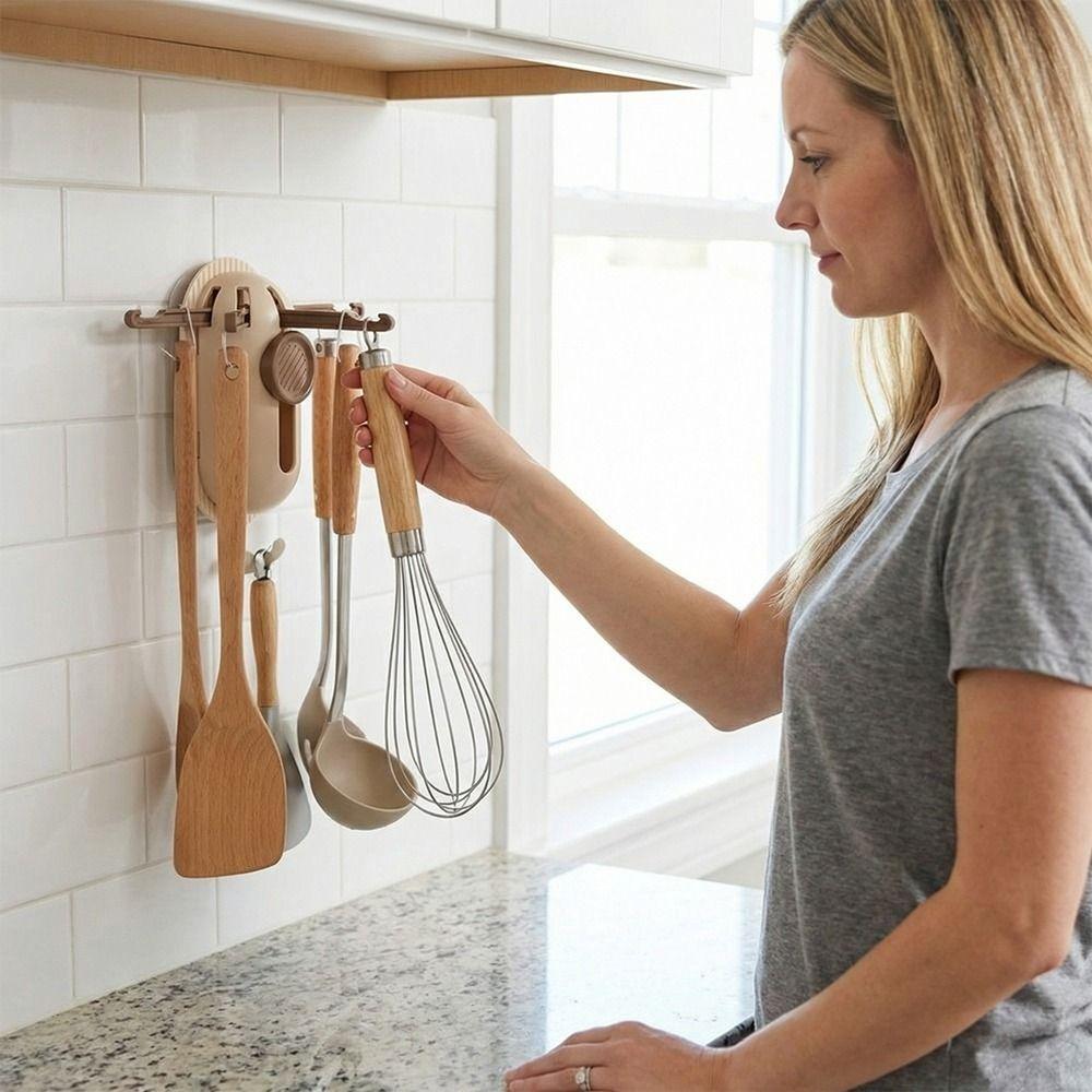 Strong Adhesive Spatula Storage Rack Wall Mounted Wall Hooks Kitchen Utensil Hook Bedroom