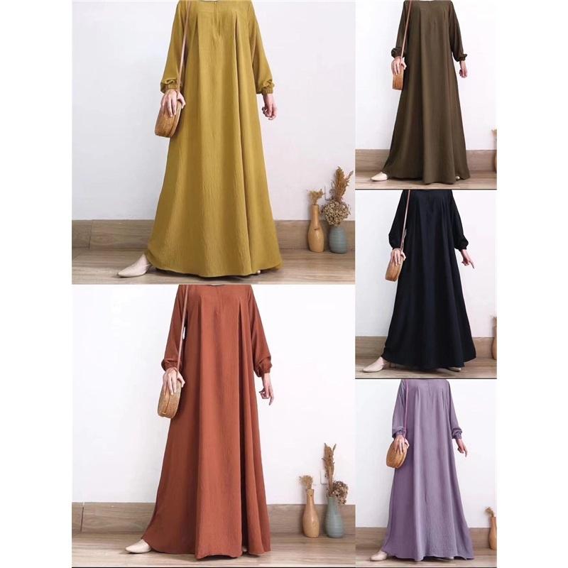 Women's Loose Long Sleeve Maxi Dress Casual Muslim Abaya Long Dress