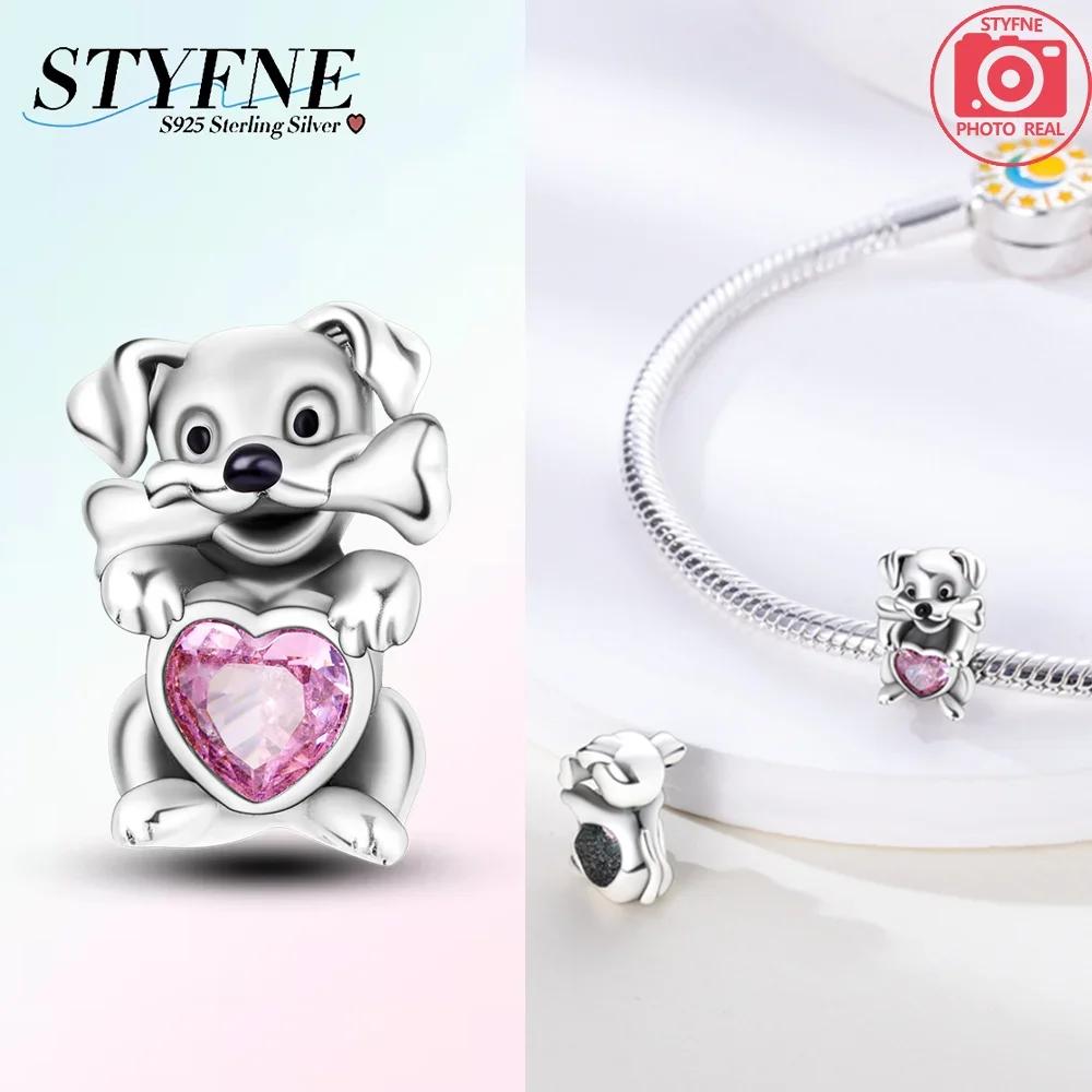 

Original Copper Simple Cat Heart Pink Zircon Rabbit Animal Pendant Charm Bead Fit Bracelet Women Fine Child S Gift Accessory