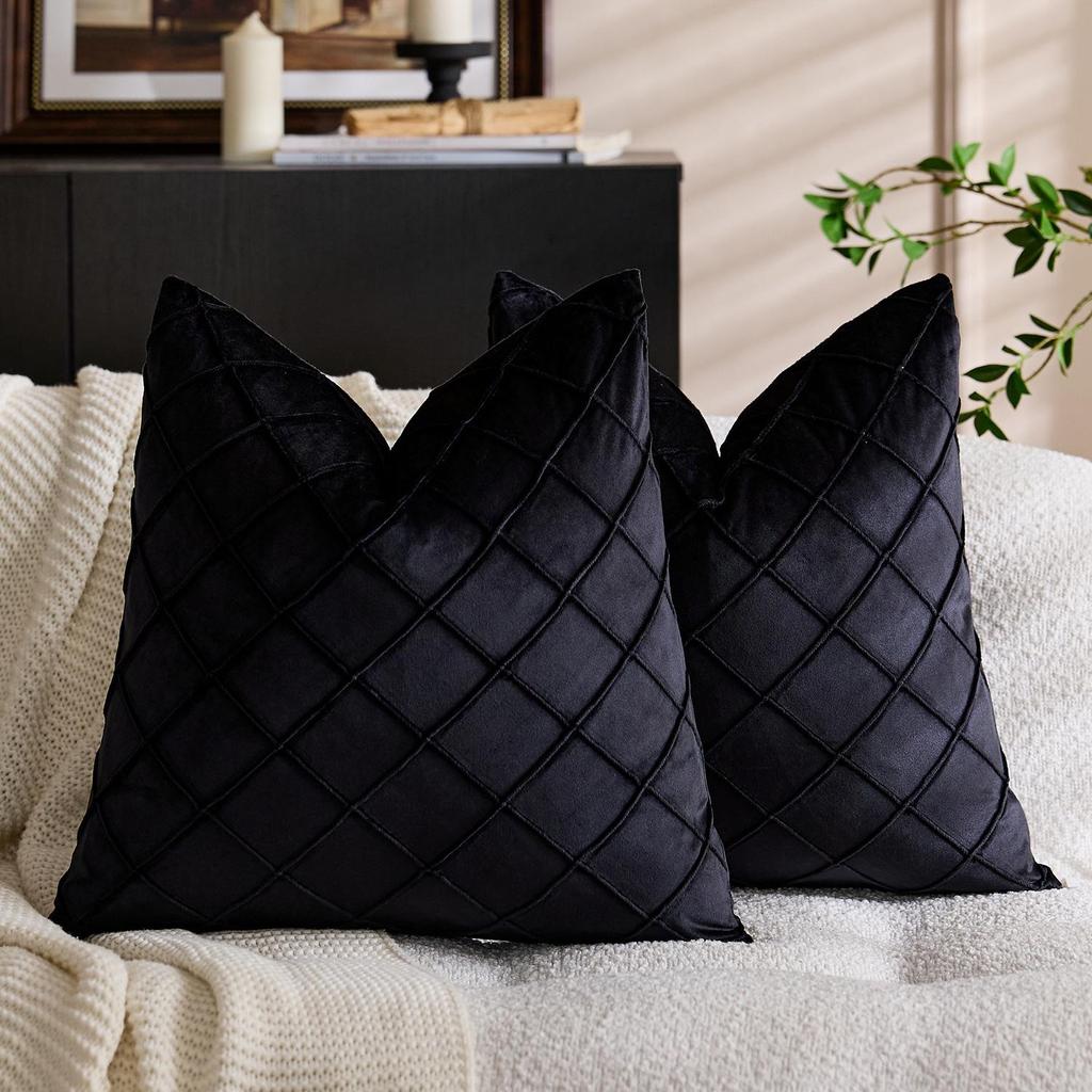 Throw Nordic Checkered Velvet Embroidered Pillow Cover For Sofa Décor