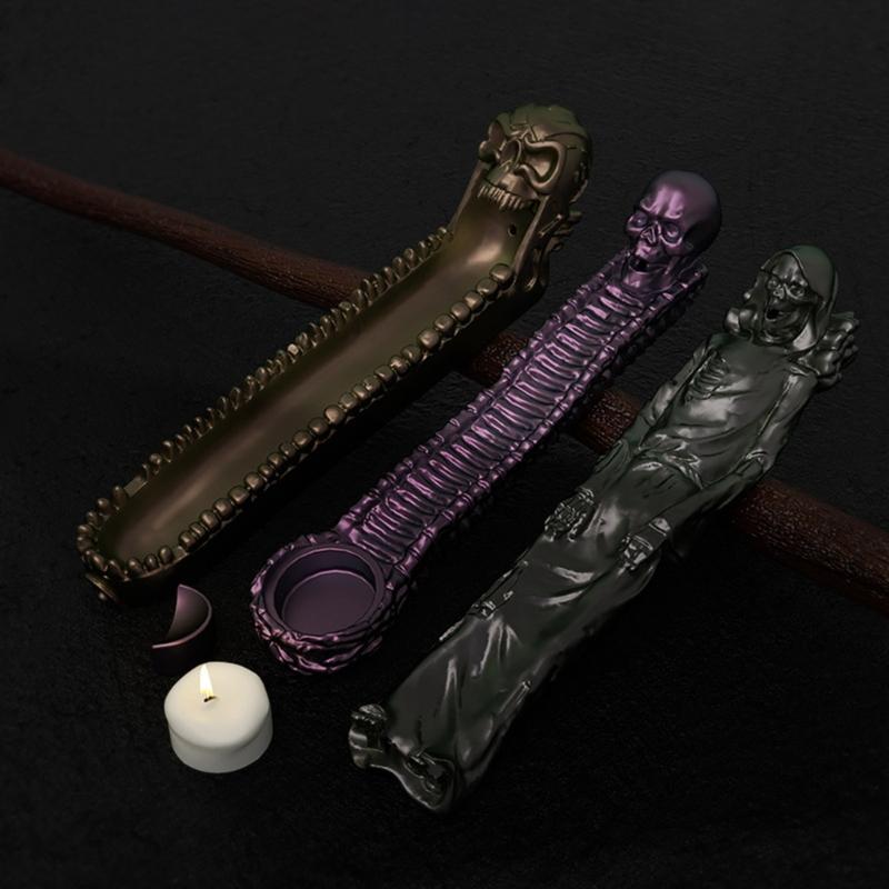 Skull Incense Stick Holder Silicone Molds Incense-Burner Ashes Catcher Epoxy Casting Mold Tealight Candle Holder Molds