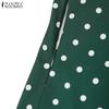 ZANZEA Women Casual Square Collar Short Sleeve Polak Dot Print Dress