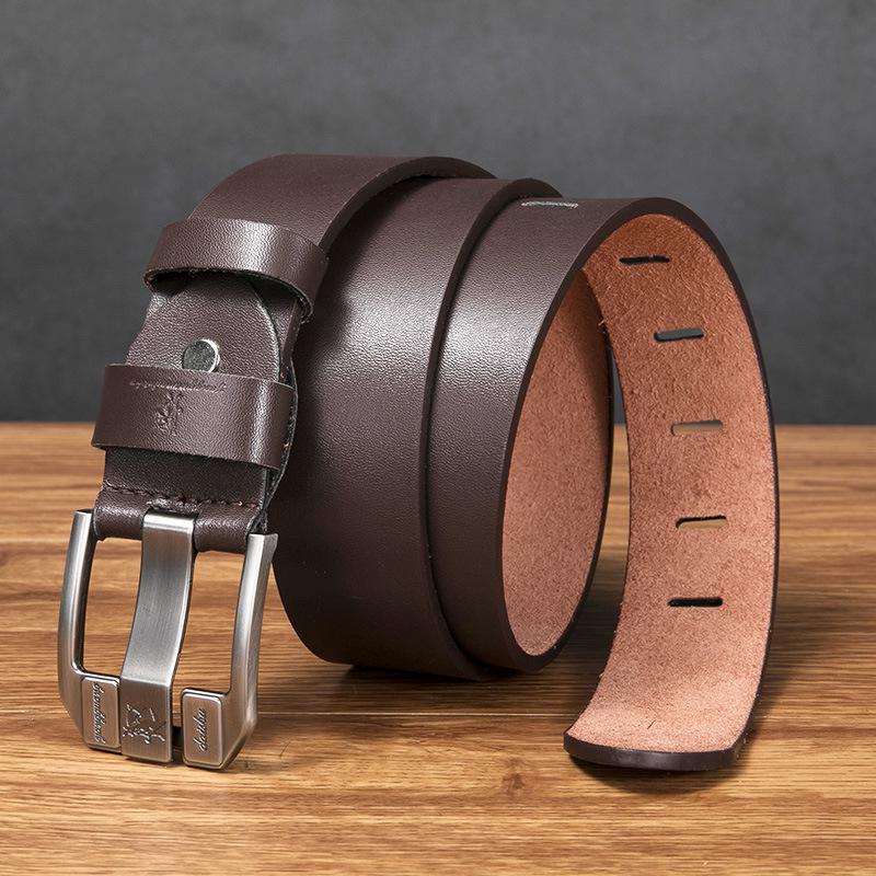 Men's Wide-Stitch Kangaroo Faux Leather Buckle Belt