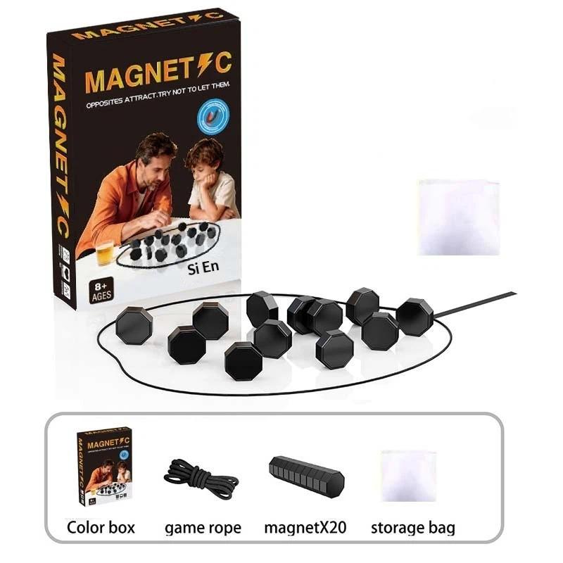 20Pcs Magnet Chess Game With String & Stones Set Interactive Magnet Board Strategy Game Educational Puzzle For Family Kids Adult чёрный
