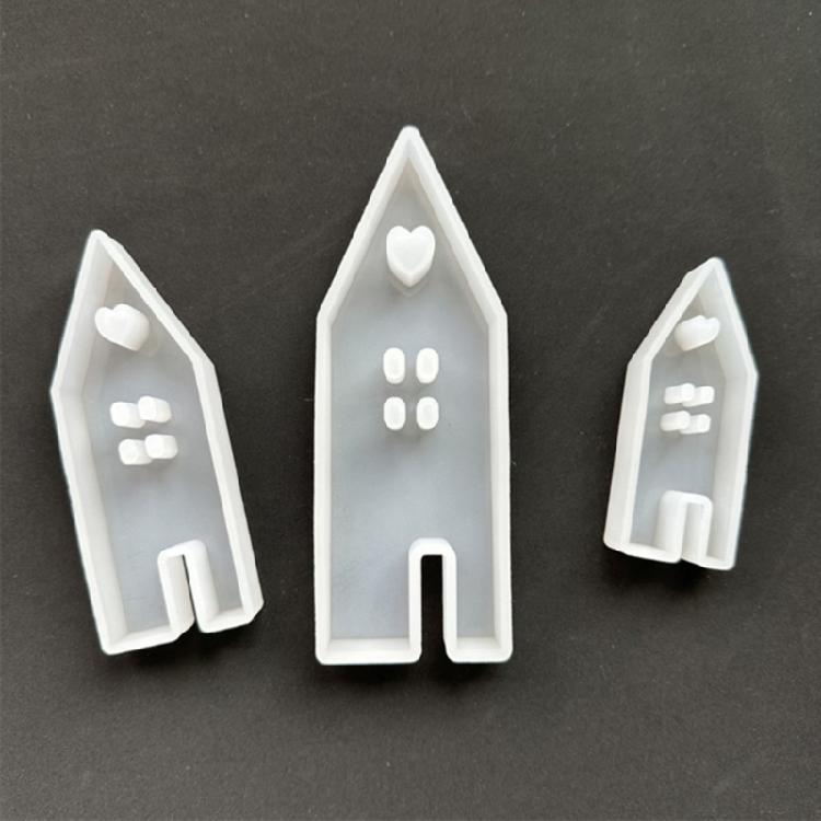 3 Pcs House with Window Silicone Mold DIY Scented Candle Mold House Resin Mould