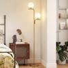LED Floor Lamp, Modern Lamp with 3 Color Temperatures, Glass Globe Shades and Foot Switch, Gold