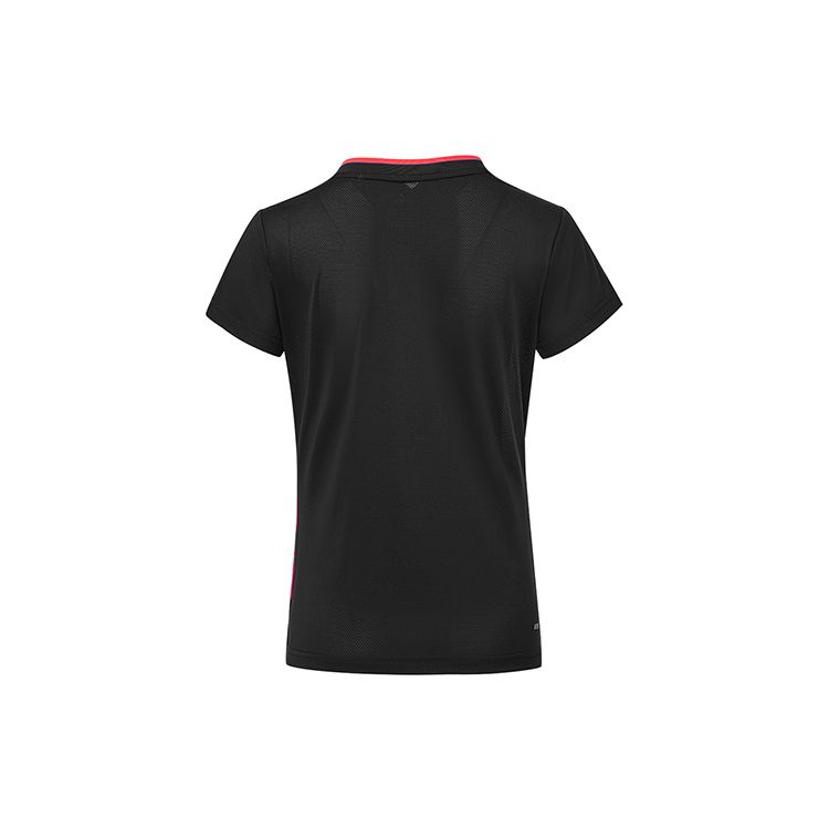 Li-Ning Série Ping Pong Casual Esportivo Secagem Rápida Manga Curta Camiseta Feminina Tops Preto AAYS018-1