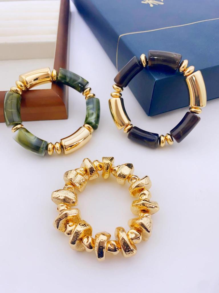 European & American 3-Piece Acrylic Bamboo Bead Necklace