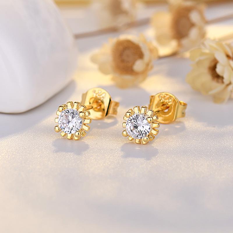 Korean-Style Red Star & Moon Earrings with Chinese Knot, S925 Silver Needle