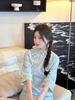 Elegant Blue Retro Cheongsam: Mid-Sleeve Autumn 2025 - New Chinese Style Everyday Wear for Girls