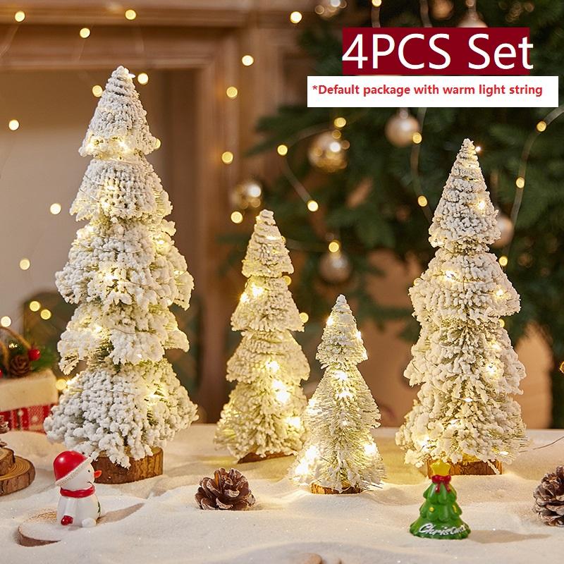 2025 Mini Christmas Tree Decoration Ornament Home Desktop Lights String Glowing Christmas Tree Xmas Holiday New Year Craft Decor