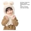 Children Hat with Bear Ear Decoration Solid Color Thickened Plush Warm Hat Scarf Set