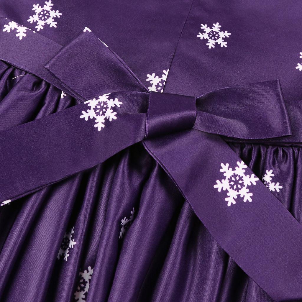 Children's Christmas Dress Cartoon Print Bow Dress Christmas Performance Sparkling Kids Birthday Dress Elegant Soft Party Dress Ball Gown for Girls