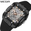 Watc Square Men'S Silicone Strap Multifunctional Chronograph Sports Quartz Watch 2228