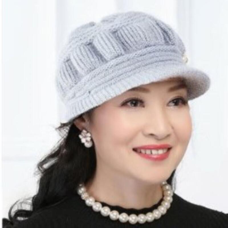 Women s Winter Angora Fur Hat Metal Knit Style Red