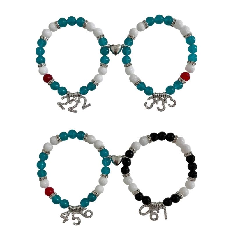 Unique Glass Alloy Beaded Bracelet Handmade Number Charm Friendship Wtistchain Gift for Birthdays and Anniversaries