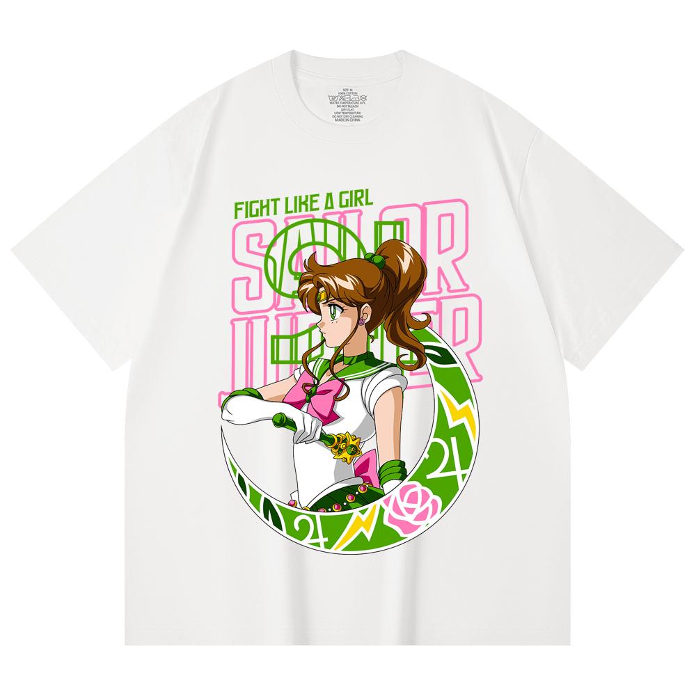

230 Gsm 100% Cotton Sailor Moon V7 Jupiter Print Unisex Heavy Cotton T Shirt S білий
