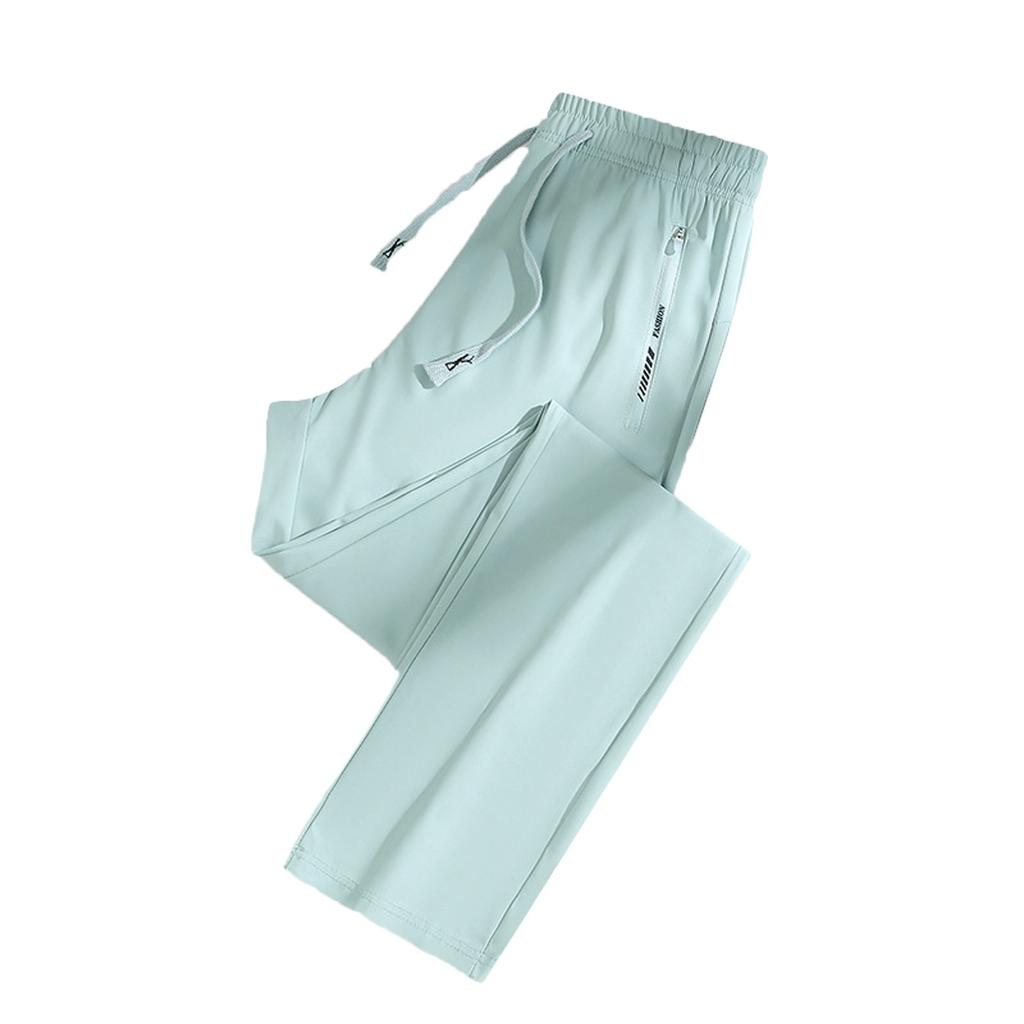 Lässige, einfarbige, elastische Taille, gerade Freizeithose für Damen mit Taschen L gray