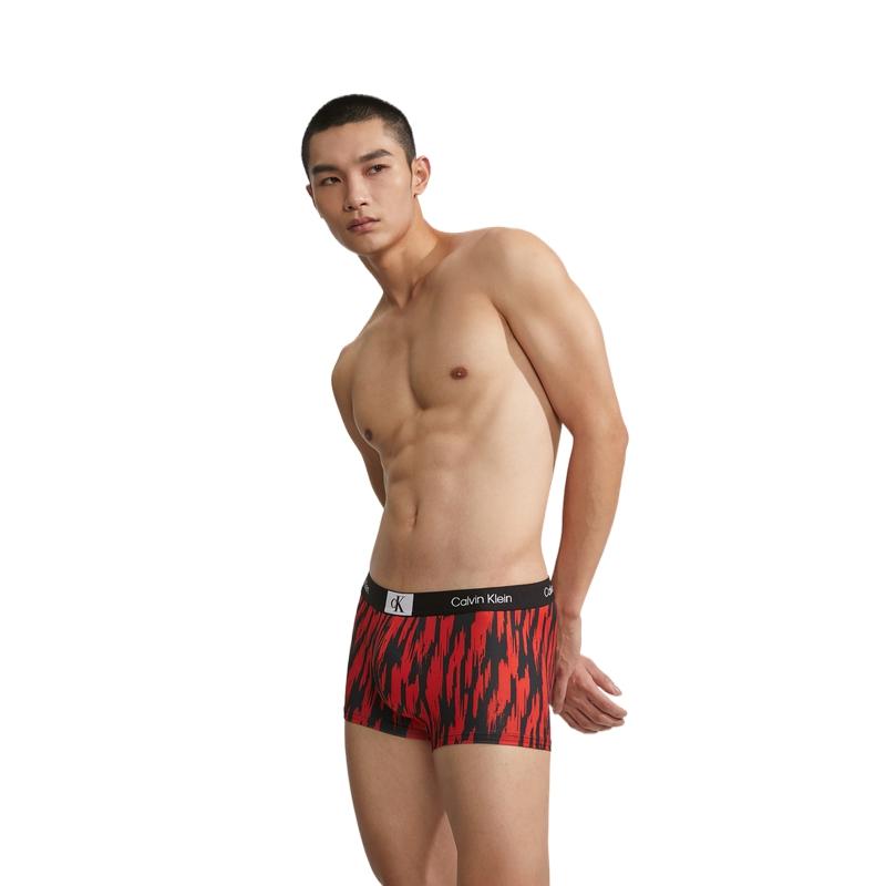 Calvin Klein CK96 Series Small Square Letter Anti-Clamp Hip Boxer Shorts Men Underwear Blush-Red NB3406ACN