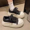 Muffin thick-soled retro board shoes women's autumn 2025 new models, small people increase their height and show their feet, small casual sports b