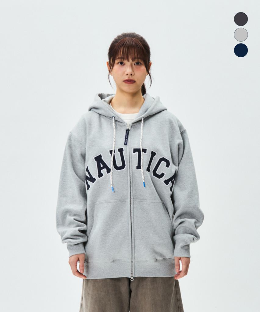 Nautica Arch Logo Hooded Zip-Up (Fleece-Lined) Njk0865