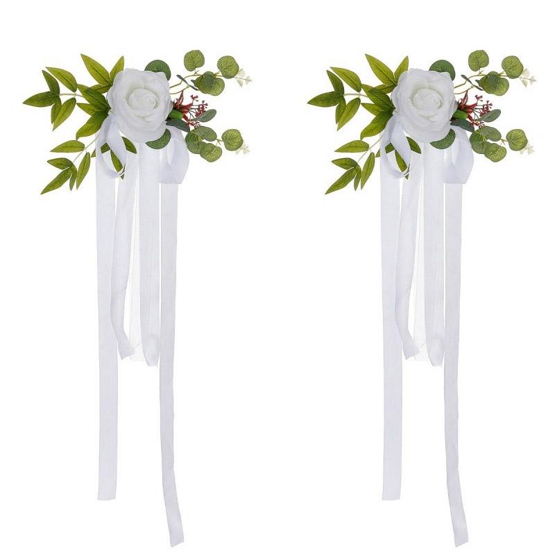 Wedding Chair Back Flower Decor Rose Bouquet For Outdoor Ceremony Car Mirror Decorations Bridal Corridor Hotel Aisle Floral Arrangement Fashion