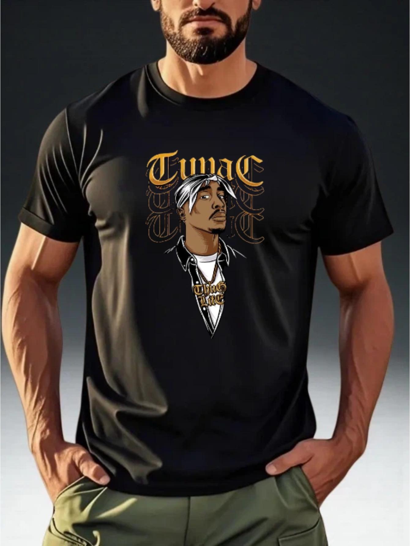 

Men s Hip-Hop Style Classic Rap Character Printed Short Sleeve T-Shirt XXL