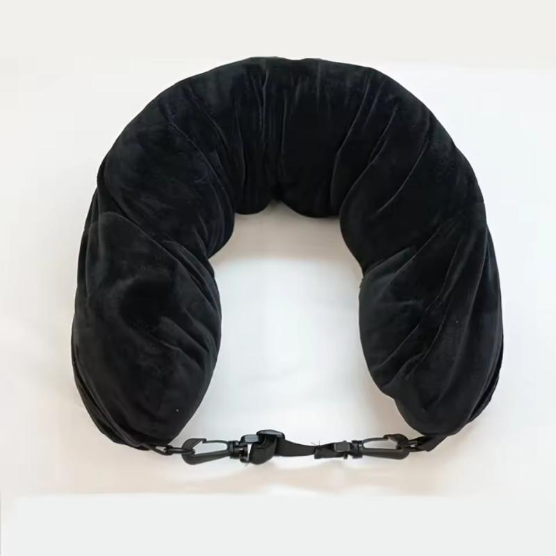 2026 New Fashion Travel Pillow With Storage Pouch, Adjustable Polyester Neck Support, Comfortable & Lightweight