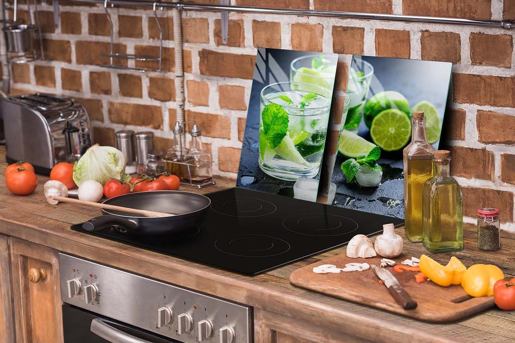 SZKLANA PŁYTA OCHRONNA DO KUCHNI 65x52 LIMONKA