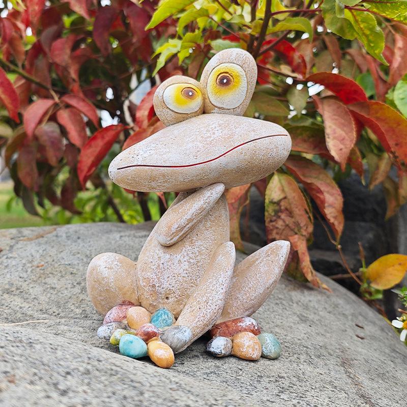 1 Stück Kreative Frosch-Dekoration Gartenhof-Skulptur Arbeitszimmer Schlafzimmer Harz-Dekoration Handwerk