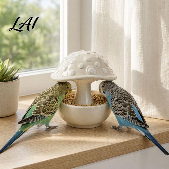 Corrosion Resistant Bird Feeder Resin Mushroom Feeder Spill Proof No Mess Cage