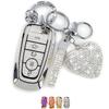 Key Fob Cover with Diamond Bling Keychain for Women, Compatible with Ford Fusion Escape Expedition Explorer Edge F150 F250 F350 Etc, TPU Key Case and