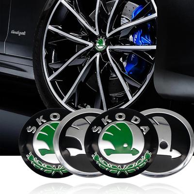 2026 Caldo 4 Pezzi 56mm Tappo Mozzo Auto Emblema Logo Adesivo Per Skoda Octavia KAMIQ KODIAQ SUPERB RAPIDFABIA YETI Adesivo Ruota Styling Accessorio