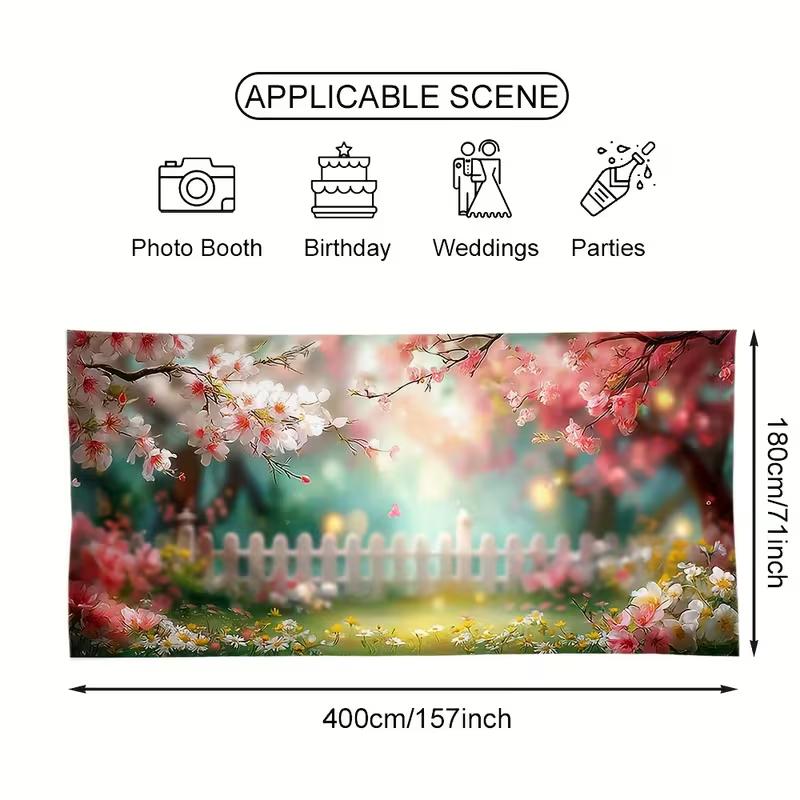 2D Pastel Cherry Blossom Garden Garage Door Banner for Yard and Festival Use