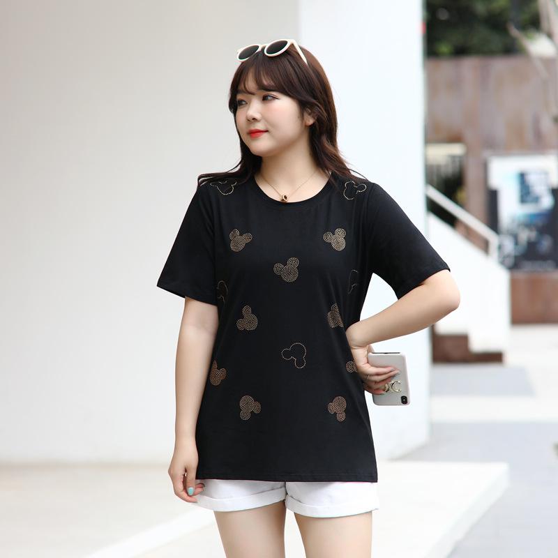 

Плюс Размер Женская Летняя Свободная Утягивающая Футболка Круглый Вырез Короткие Рукава 7XL чёрный