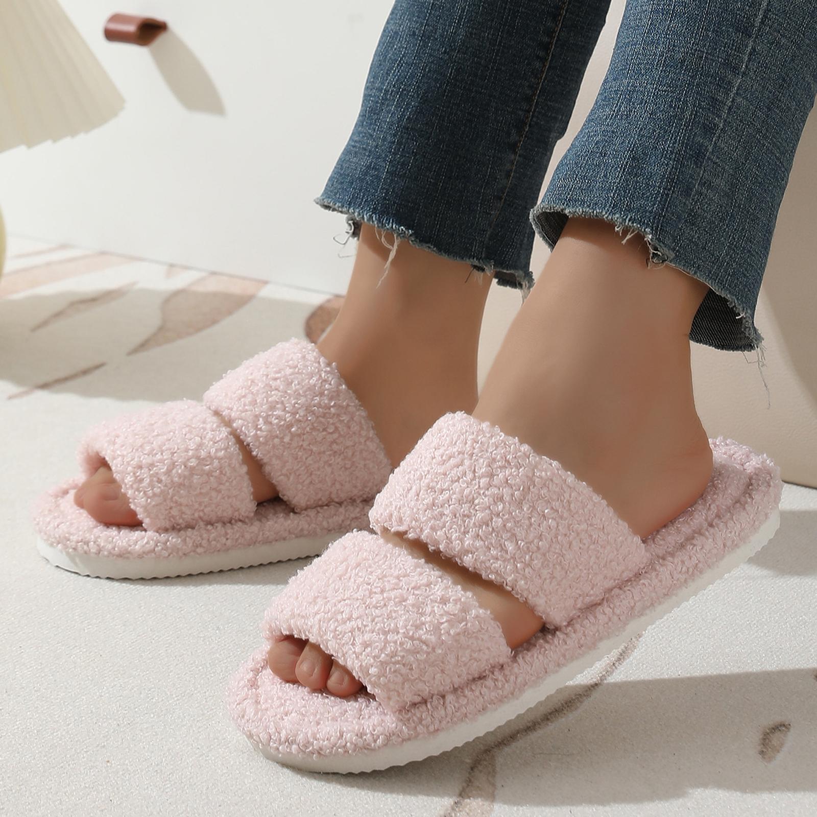 Slippers For Women Womens Slipper Slides Home Bedroom Bathroom Plush Slippers Cozy Comfortable 38 розовый 1140₽
