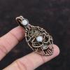 Evil Eye Turritella Agate Gemstone Pendant Copper Wire Wrapped Pendant Rainbow Moonstone Pendant Handmade Copper Jewelry Gift For Engagement
