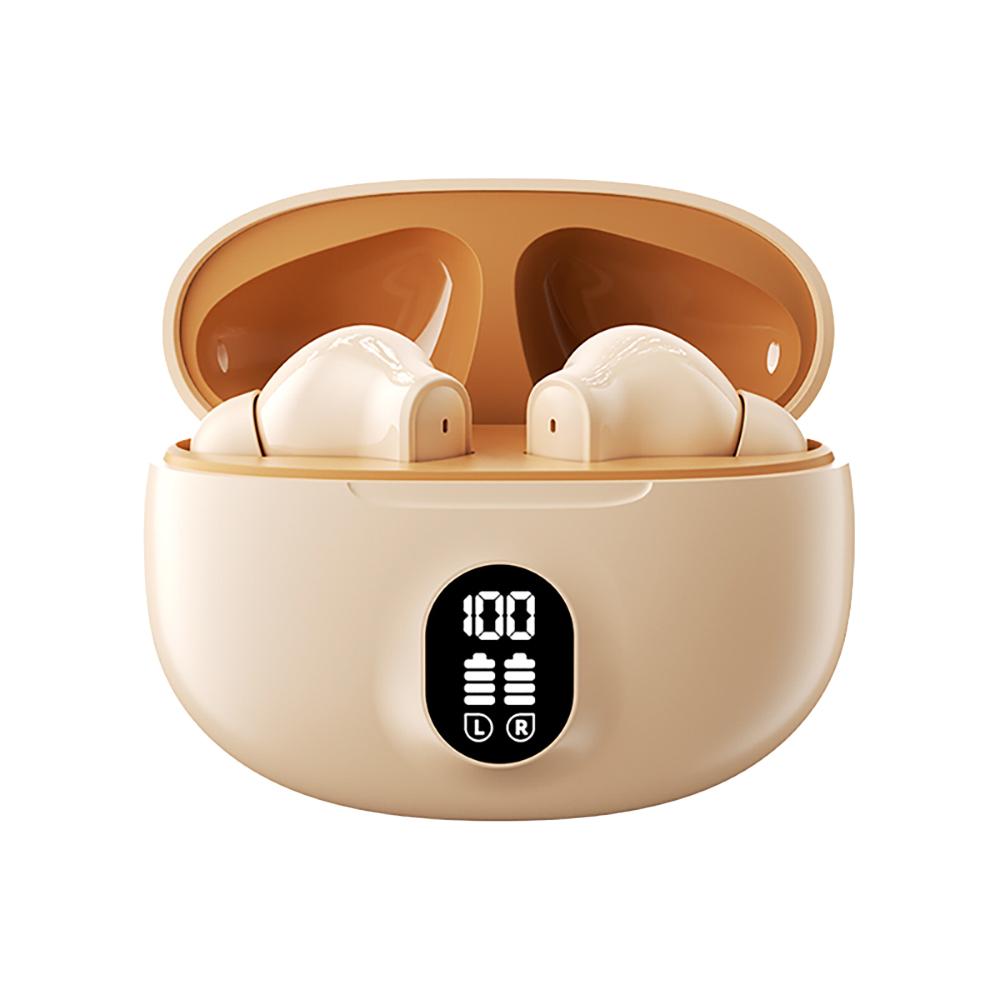 

S510 Bluetooth Wireless Touch Control Headphones HiFI Stereo Waterproof Earphone TWS Sports LED Display Headset with Microphone бежевий