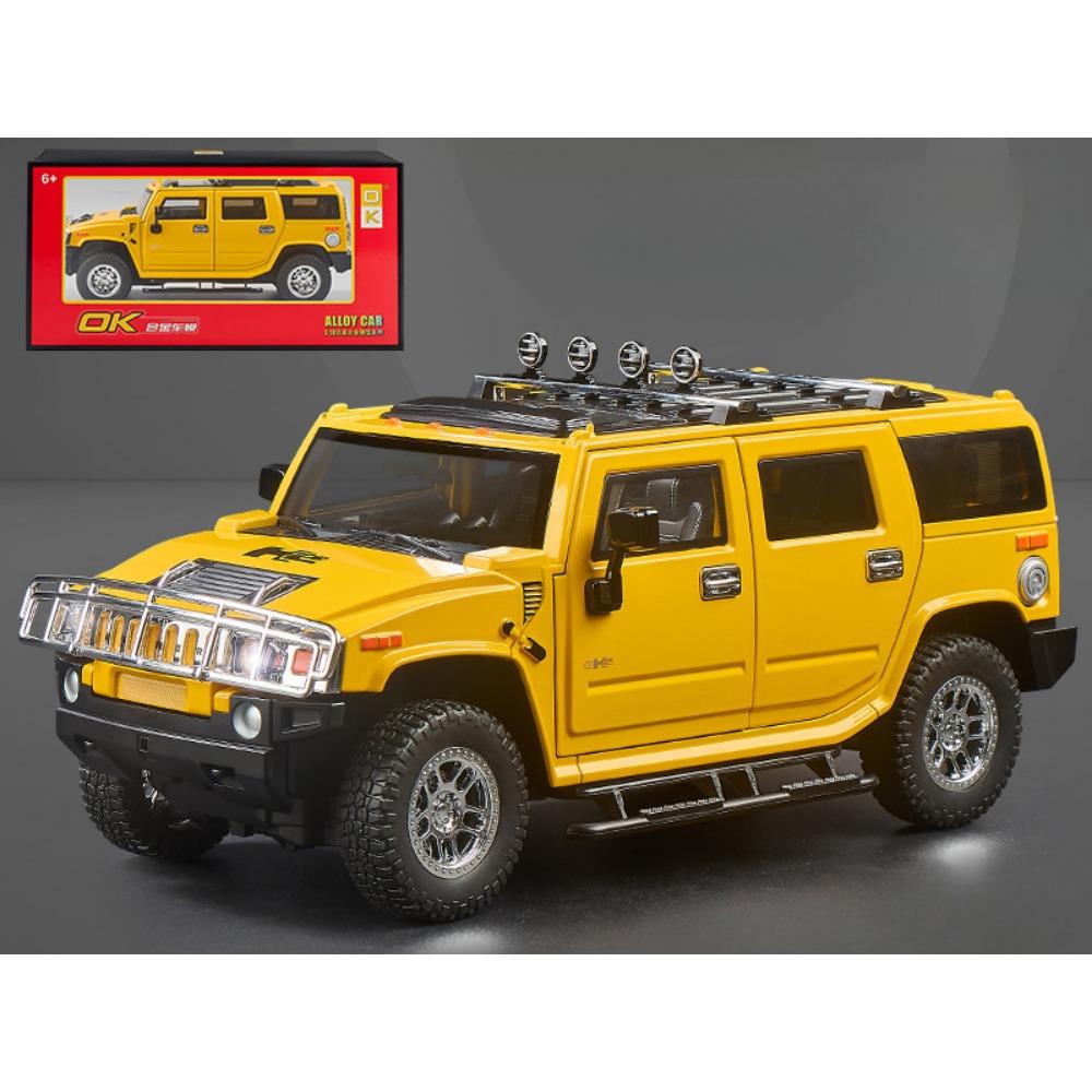 

1/18 HUMMER H2 Highway 61 SUV литая модель автомобиля звук свет симуляция детский подарок 1/18-Size:28*11*12cm жёлтый