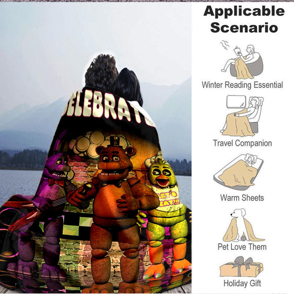 1Pc Five Nights Freddy'S Celebration Blanket Soft And Comfortable Casual Warm Camping Travel Christmas Halloween Xmas Gift M9284