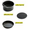 5pcs/Set Air Fryer Accessories for Baking Cooking (Cake Barrel, Pizza Pan, Metal Holder, Silicone Mat)